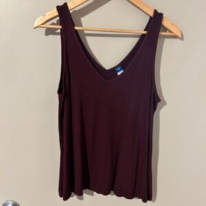 Old Navy double v-neck, ribbed, maroon tank top